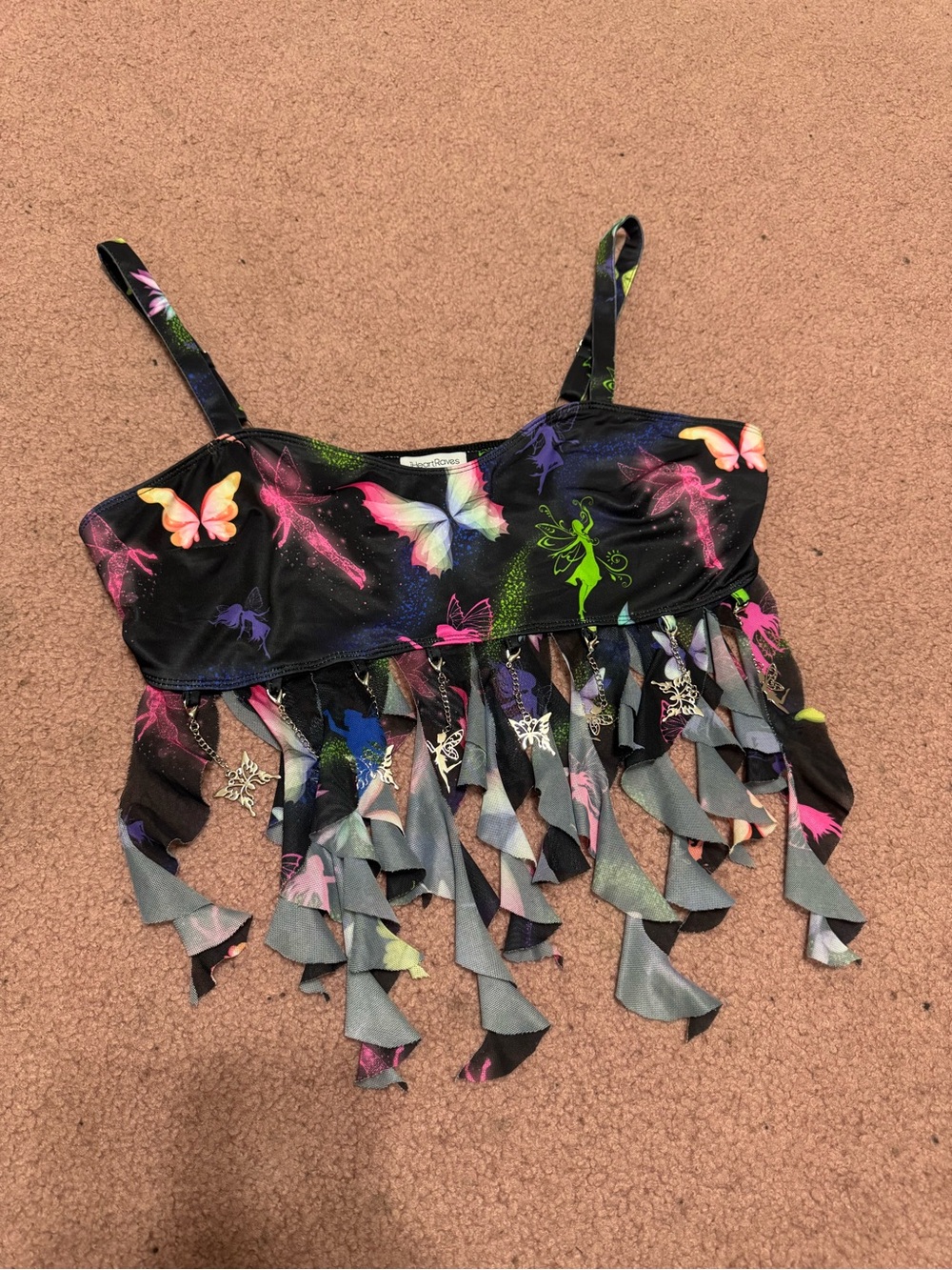 New 1x fairie core crop top tank shirt rave festival raver boho butterfly boho